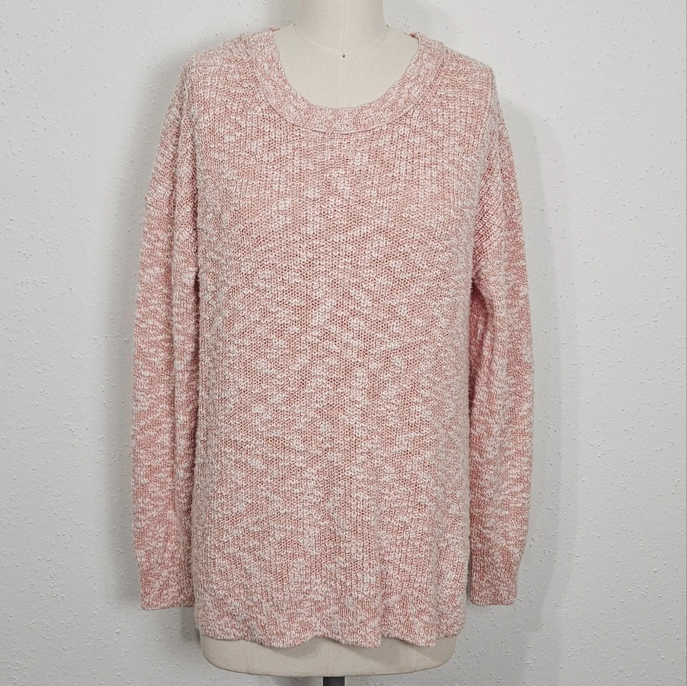 J. Crew Lightweight Marled Crewneck Sweater Pink Oversized XS